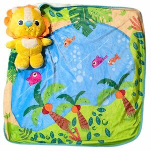 Winfun Little Pals 2-in-1 Lovie Lion Plush Security Blanket 25" X 24"